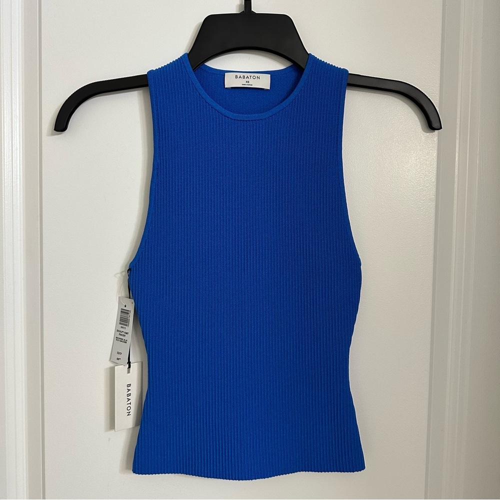 NWT Aritzia Babaton Sculpt Knit Racer Tank Mazarine Blue Size XS